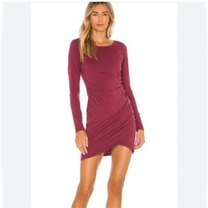 Bobi Elegant Burgundy Long Sleeve Dress